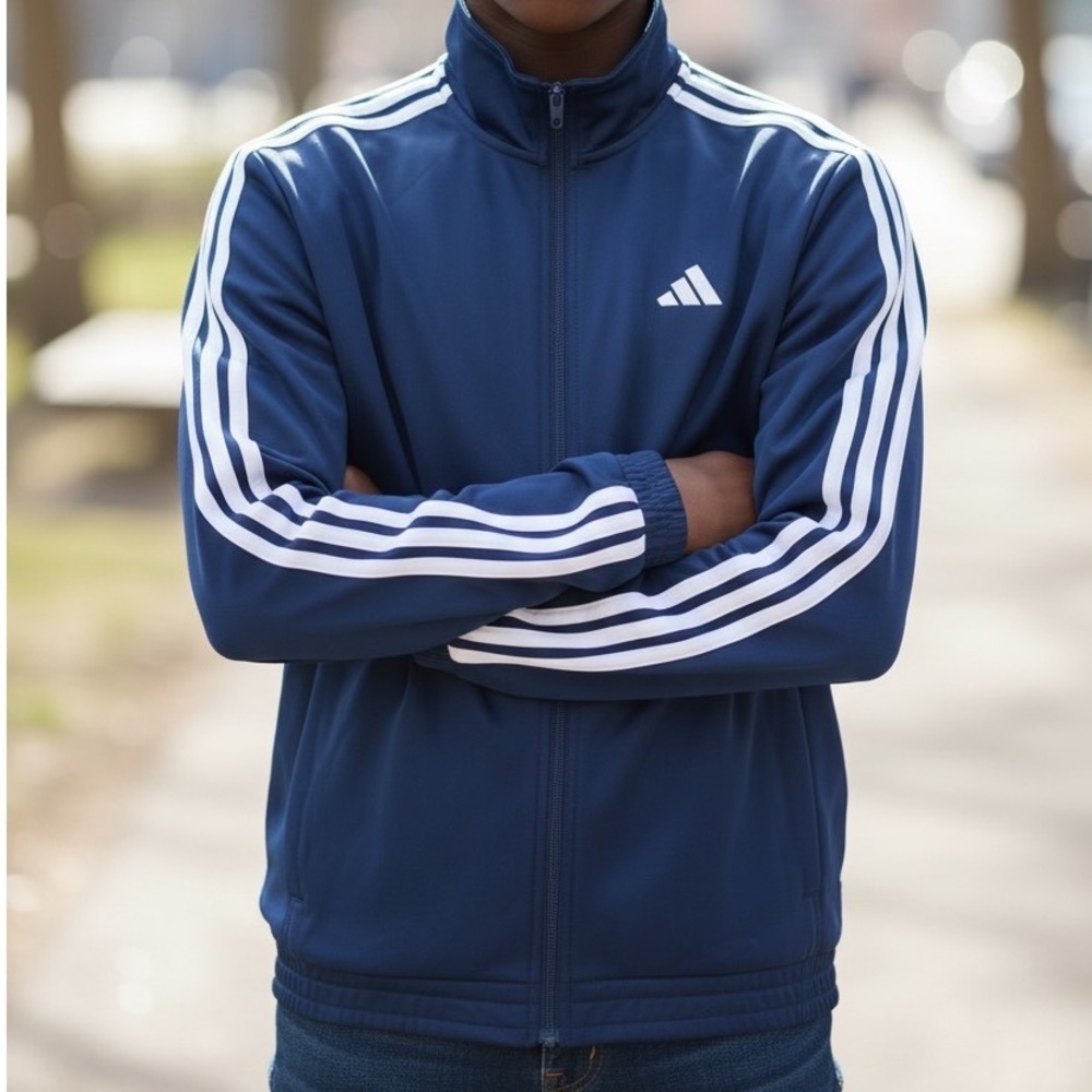 Adidas Kids Navy Blue Full Zip 3-Stripe Track Jacket Size Medium M 12-14‎